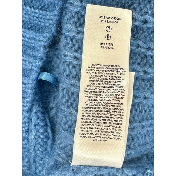 7 For All Mankind Blue Cable Knit Wool/Mohair Blend Sweater Size XS NWT!!! - Picture 6 of 6
